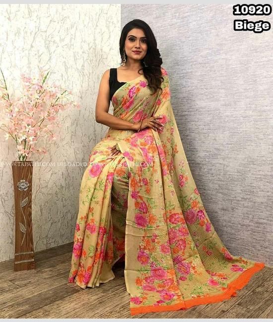 Buy Cream Sarees for Women by SHAILY Online | Ajio.com