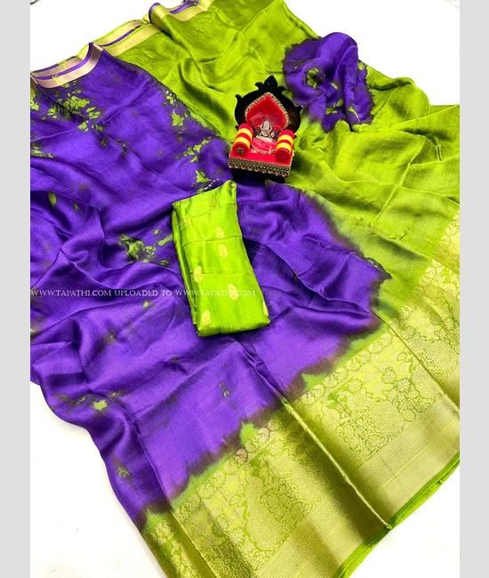 Brinjal Color Silk Saree -Previka Collection YF#24247, चंदेरी सिल्क साड़ी -  Ozone Shield, Mumbai | ID: 2851697293333