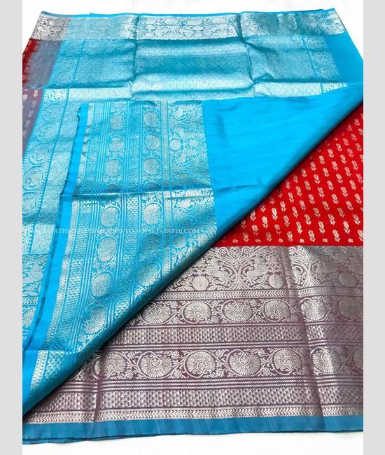 Trending Kart Festive Wear Sky Blue Kanjivaram Silk Saree, 5.5 m (separate  blouse piece) at Rs 549 in Surat