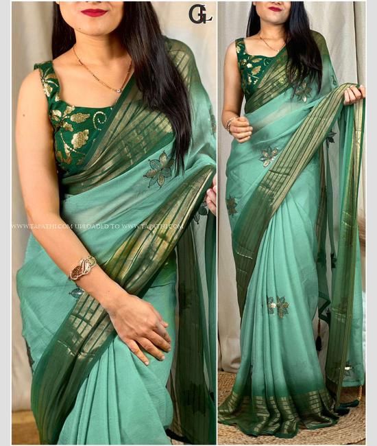 Buy Silk Green Digital Print Designer Traditional Saree : 238115 - Ready To  Ship