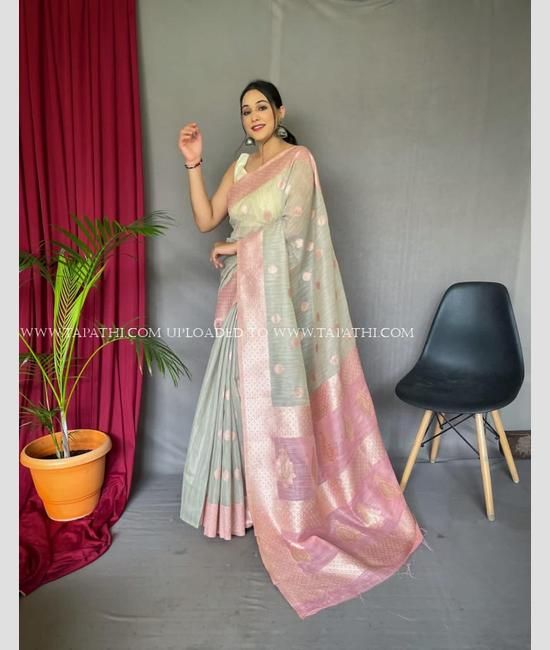 Buy Purpoise Grey Linen Saree online-Karagiri – Karagiri Global