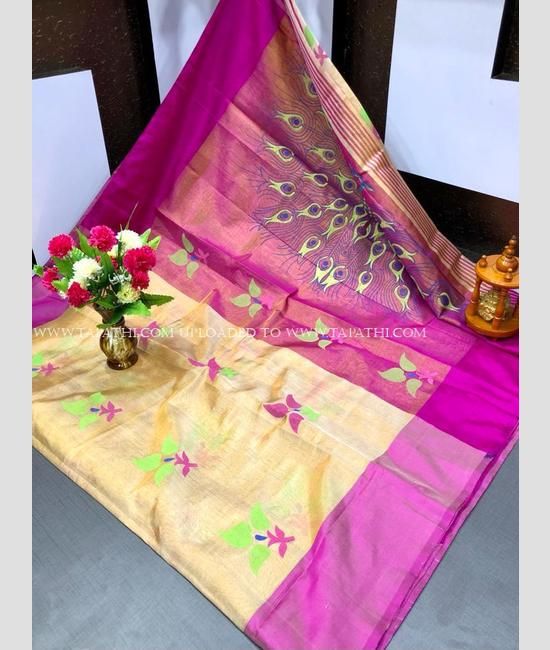 Grey Floral Mangalagiri Pure Pattu Handloom Saree