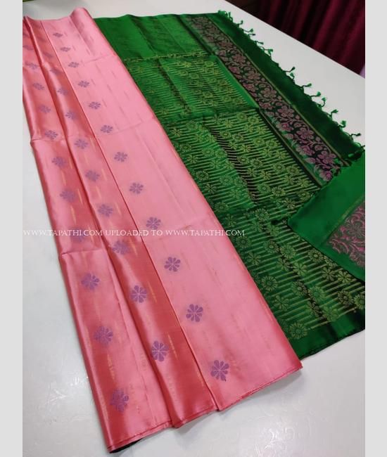 Grandeur Sea Blue and Pink Pure Kanchi Pattu Saree – Cherrypick