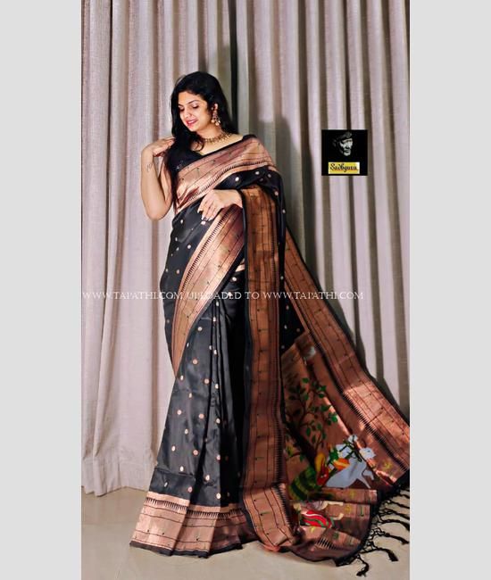 Black Satin Saree With Ruffle Borders And Satin | Satin saree, Black saree,  Indian dresses