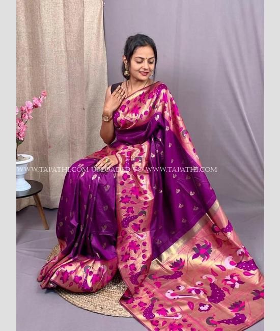 Magenta Paithani Saree With Zari Weaving Work | Cotton saree designs, Saree  designs, Party wear sarees