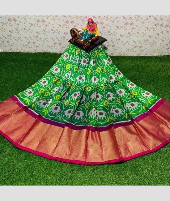 Silk ikkat light green & pink Ikkat Silk Lehenga at Rs 5799 in Pochampalle  | ID: 20181058762