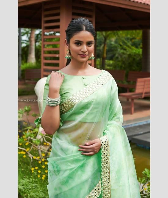 Conspicuous Moti Cream Trendy Saree