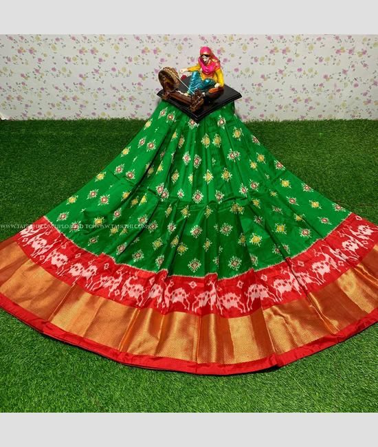 Green red nice color combination net material embroidery patch work el -  New India Fashion