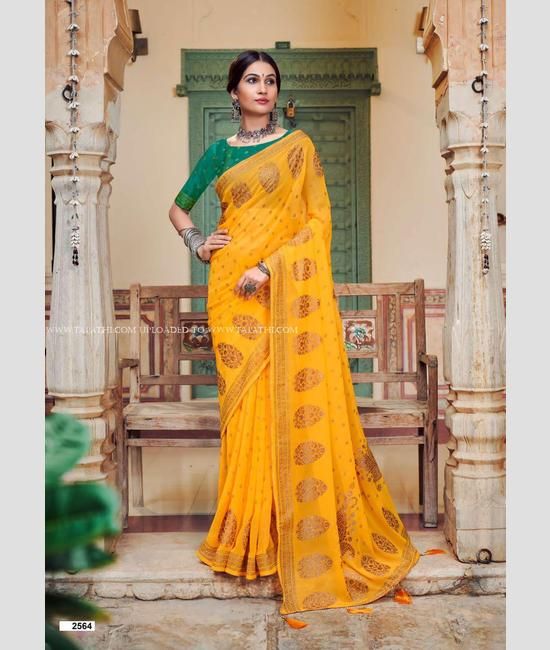 Riwazo Yellow Color Banarasi Silk Saree