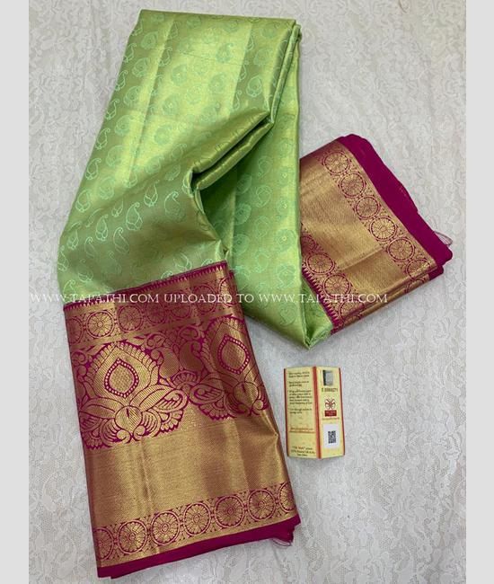 Shop Pista Green And Maroon Saree (Blouse Not Included)