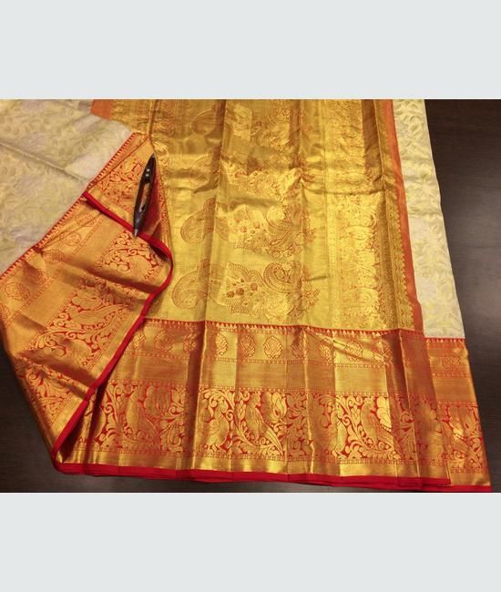 Buy online White Kanjivaram Silk Saree from ethnic wear for Women by  Weavedeal for ₹2249 at 9% off | 2024 Limeroad.com