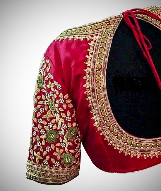 Buy Pattu Silk Maggam Work Blouse With Zari,kundan,pearls Work Online in  India - Etsy