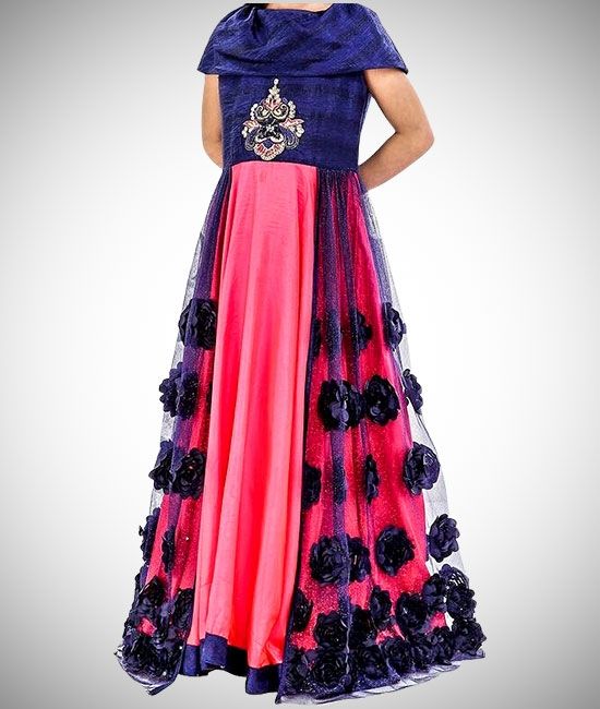 Buy sfKanjari Womens Gown Net Model One Piece Maxi Long Dress for Girls  Traditional Full Length Anarkali Long Frock for Women Readymade Full  Stitched Gown XLarge Navy Blue at Amazonin