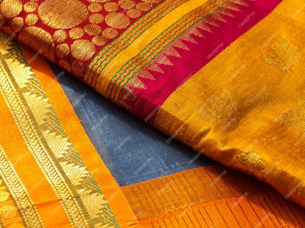 Yellow Border Tripura Silk Saree